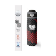 Coral High Siyah Kırmızı Desenli Pipetli Ve Direkt İçim Çelik Termos 800 Ml 38511 Siyah - Kırmızı