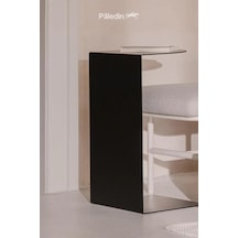 Paledin Design Corvus C Form Çelik Yan Sehpa Modern Koltuk Yanı Sehpası Turuncu 37x30x60 Cm Siyah