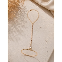 Premium Parlak Gold Renk Şık Damla Taş Figürlü Kadın 316l Çelik Şahmeran Bileklik 22cm Altın