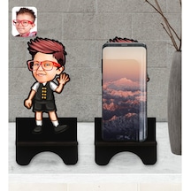 Kişiye Özel Erkek Çocuk Karikatürlü Ahşap Biblo Telefon Standı-2