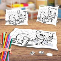 Bayan Kecidik Boyama Puzzle Tablo Çocuk Eğitici Yapboz