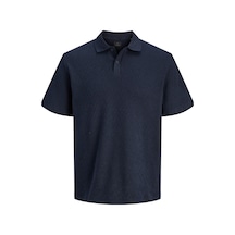 Jack & Jones Jprblatrenton Erkek Polo Yaka Tişört Jakarlı Kısa Kollu Lacivert