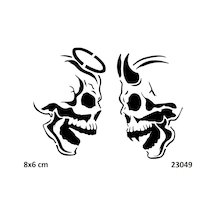 Airbrush Tattoo Melek Ve Şeytan Kuru Kafa Yapışkanlı Stencil Süsleme Ve Boyama Kalıbı