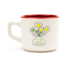 İyi Ki Varsın Papatya Buketi Beyaz Venüs Kupa - Hediyelik Kupa Fincan Mug Açık Ahşap