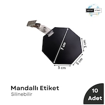 10 Ad Mandallı Etiket Silinebilir Kıskaçlı Siyah Etiket Seti