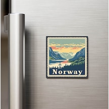 Norveç Norway - Posta Pulu Temalı Ülke - Baskılı Buzdolap Magneti Kare - 9x9 Cm