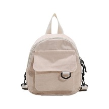 Kadın Mini Sırt Çantası Moda Düz Renk Kadife Küçük Basit Günlük Seyahat Büyük Kapasiteli Dayanıklı Kadın Okul Çantası Beige Bej