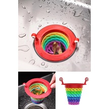 Renkli 6 Kademeli Lavabo Süzgeci Katlanabilir Mutfak Gider Tıpası Evye Banyo Filtre Plastik Diğer
