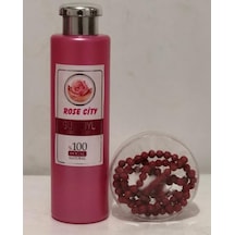 RoseCity Doğal Gülsuyu 380ml Gri Kapak Alana RoseCity Gül Kokulu 99lü Kırmızı Namaz Tesbih Hediye