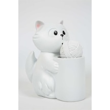 Vitale Polyester Beyaz Kedicik Kalemlik 22x15 Cm Ak.kz0023