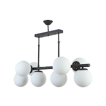 Salsa Modern Tasarım Cafe Mutfak Salon Siyah Renk Beyaz Camlı 8 Li Avize Diğer