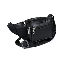 Lederax %100 Hakiki Deri Freebag Bel Çantası Siyah 001
