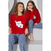 Siyah İnci Alt-üst Polar Pijama Takım 24223087 Kırmızı