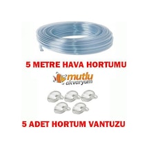 AKVARYUM HAVA HORTUMU 5 METRE + 5 ADET VANTUZ