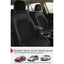 Mocha Taytüyü Oto Koltuk Kılıfı Peugeot 206-207-208-306-307-407 Uyumlu Siyah