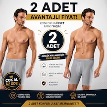 Erdem Erkek Füme 2 Adet Likralı Uzun Paça Boxer Kutulu- 1470fw
