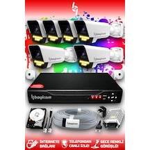 Bayicam 6 Kameralı Süper 6 Dış Kamera Set 500 GB 5 MP 2K Renkli Gece Görüşlü Güvenlik Kamerası Sistemi