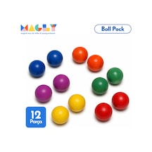 Magly Ball Pack Top Seti Ball Run İle Uyumlu Top Eklentisi - Çocuklar İçin 12 Adet Renkli Ahşap Top