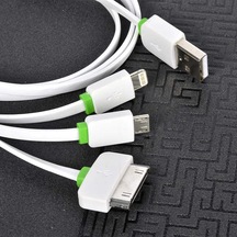 Beyaz High Speed 3 İn 1 Lightning Micro Type-c Usb Kablo-zore