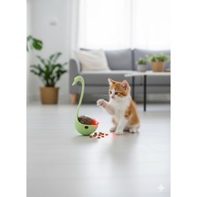 Lazerli Kuğu Kedi Oyuncağı Hareketli Hacıyatmaz & Mama Dağıtıcı Etkileşimli Egzersiz Oyuncağı