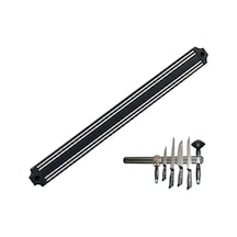 Mıknatıslı Bıçak Tutucu Stand - 38 Cm - Siyah - Paslanmaz Çelik - Mutfak Düzeni - Güvenli Bıçak Saklama - Tezgâh Düzeni - Modern Tasarım Çok Renkli