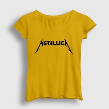 Presmono Kadın Logo Metallica T-shirt Sarı