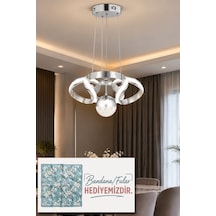 Çizgili Kasa Diana Power Led Avize Krom Modern Dekoratif Halka Tasarımlı Salon Ve Yemek Odası Aydınlatma 4183
