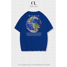 Nevermind Unisex Kadın Erkek World Baskılı Özel Tasarım Oversize Mavi