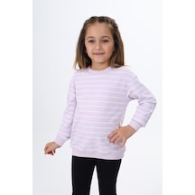 Toontoy Kız Çocuk Çizgili Sweatshirt Açık Lila