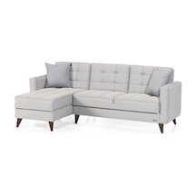Vipa Orlando Mini Puflu Köşe Koltuk Takımı, R+2+p Oturma Odası Ve Salon İçin, Gri