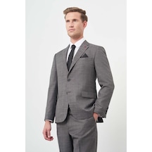 İmza Füme Düz Flannel Mono Yaka Tam Astar Tek Yırtmaç 2 Düğme 4 Drop Comfort Fit Classic Takım Elbise 1001245164 Füme