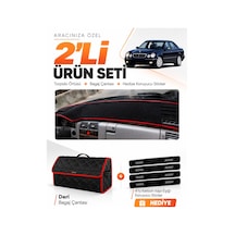 E-biz Mercedes W210 E200 1995-2002 Uyumlu Torpido Örtüsü + Deri Çanta - Siyah-kırmızı - Mb012