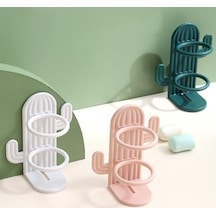 Novahub Pembe Sevimli Kaktüs Diş Fırçası Tutucu Yerden Tasarruf Kolay Kurulum Duvara Monte Yumruksuz Su Geçirmez Banyo Diş Fırçası Organizasyon Rafı Pembe Pembe