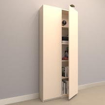 Rafkestir Alina Suntalam Kitaplık ( 80 X 180 Cm ) - Kapaklı Krem ( Parlak )