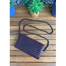 Guard El Örgüsü Küçük Boy Bordo Hakiki Deri Kadın Çantası P2271 Bordo