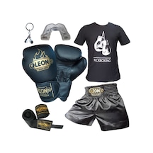 Kogam Leon Blade Boks Eldiveni, Kick Boks Şortu, Tişört, Bandaj,Siyah