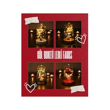 10 Adet Gül Buketi Ledli Fanus Led Aydınlatmalı Şeffaf Fanus, Üç Güllü Buket, Masa Komodin Dekor Three Rose Bouquet, Led Decorative Cloche
