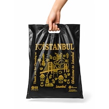 Takviyeli El Geçme İstanbul Tasarımlı Poşet 35x45-mağaza Poşeti-50adet