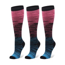 Kkc-cc 3 Çift Maraton Açık Hava Spor Çorapları Futbol Çorapları-pembe - Mavi