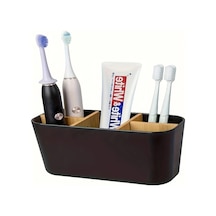 Cordial Siyah 5 Yuvalı Bambu Diş Fırçası Tutucu, Elektrikli Fırça Ve Macun Askılı Banyo Aksesuarı Siyah