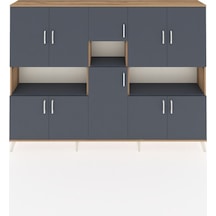 Arges Dolap 14 Raflı 10 Kapaklı 220x30x163 Çam-antrasit Antrasit - Atlas Çam