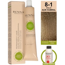 Renna Bitkisel Amonyaksız Saç Boyası 60 Ml 8-1 Küllü Açık Kumral Oksidan Hediyeli