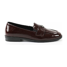 Tuna Hakiki Rugan Deri Bordo Loafer Kadın Ayakkabı - Z206 Bordo