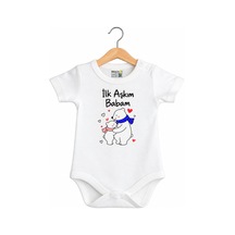 Babylimon Pamuklu Bebek Body - Ilk Aşkım Babam- Bebek Zıbın Badi - Yazılı Zıbın Beyaz - 936719725 Beyaz
