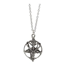925 Ayar Gümüş Kaplama Ters Pentagram Keçi Kafası Kolye Gümüş