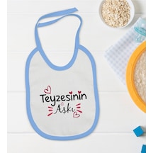 BK Kids Teyzesinin Aşkı Tasarımlı Mavi Bebek Mama Önlüğü Mavi