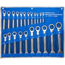 6125 Cırcır Kombine Anahtar Takımı 6-32mm 22 Parça Bez Çantalı