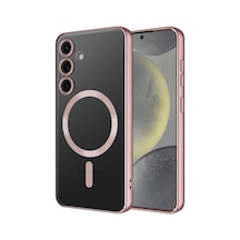 Galaxy Uyumlu S24 Kılıf Kamera Korumalı Magsafe Wireless Şarj Özellikli Klfs Demre Kapak - Rose Gold Rose Gold