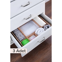 3 Adet 7 Bölmeli Çekmece İçi Düzenleyici Organizer Kahve