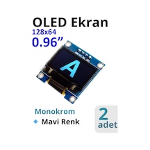 2-adet Oled Ekran 0.96" I2c Mavi, Monokrom